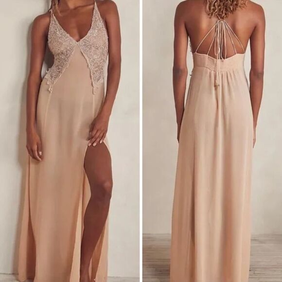New! Free People Current‎ Obsession Maxi Slip in Pink Sand Dune, size S - Picture 1 of 16